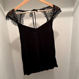 ANTHRO Ttee Lace Cap Sleeve V Neck Top